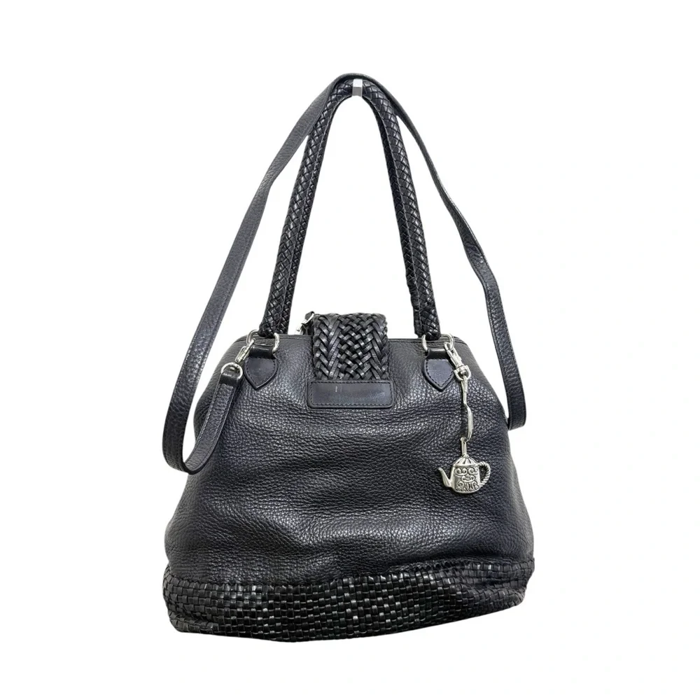 Brighton Vintage Leather Woven Satchel‎ Black